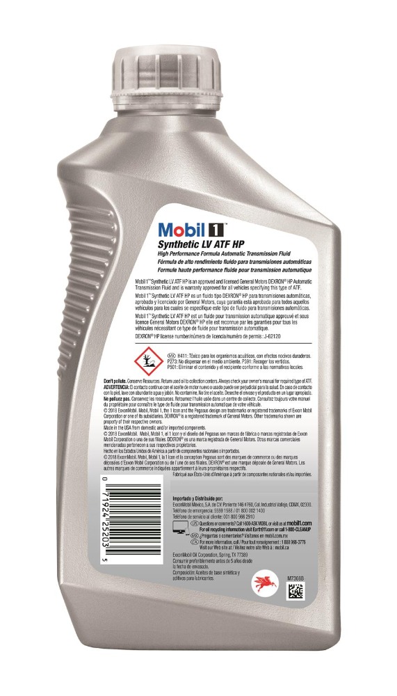 6 Quarts Mobil1 Synthetic LV ATF HP 122210 India